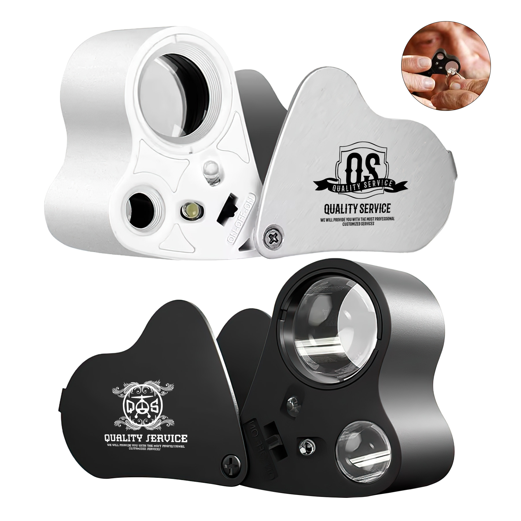 30X 60X Foldable Jewelry Loupe With LED Light 2