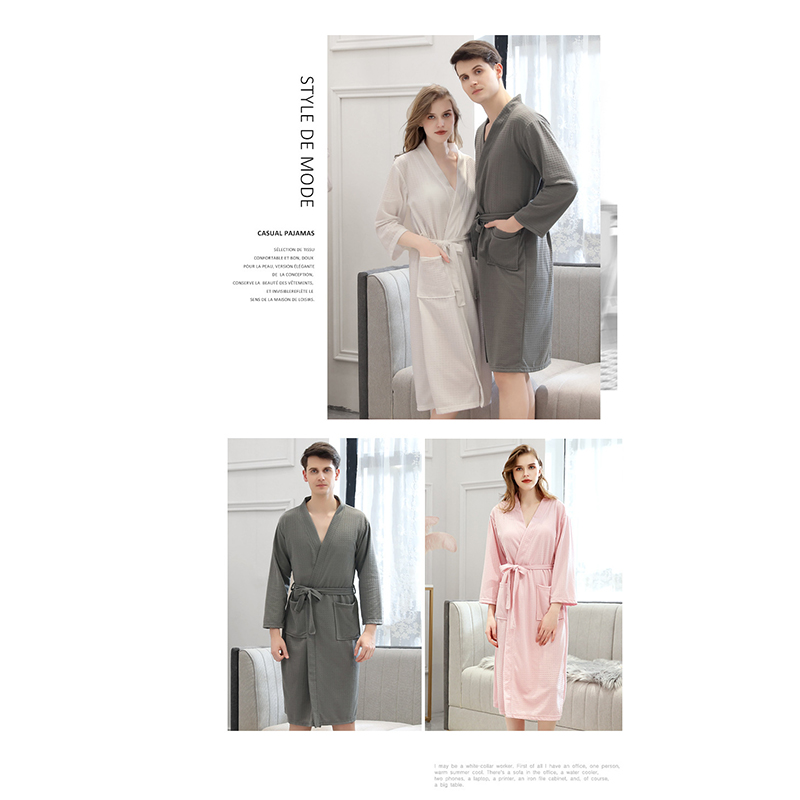 Women Men Waffle Bathrobes for Spring Summer 8