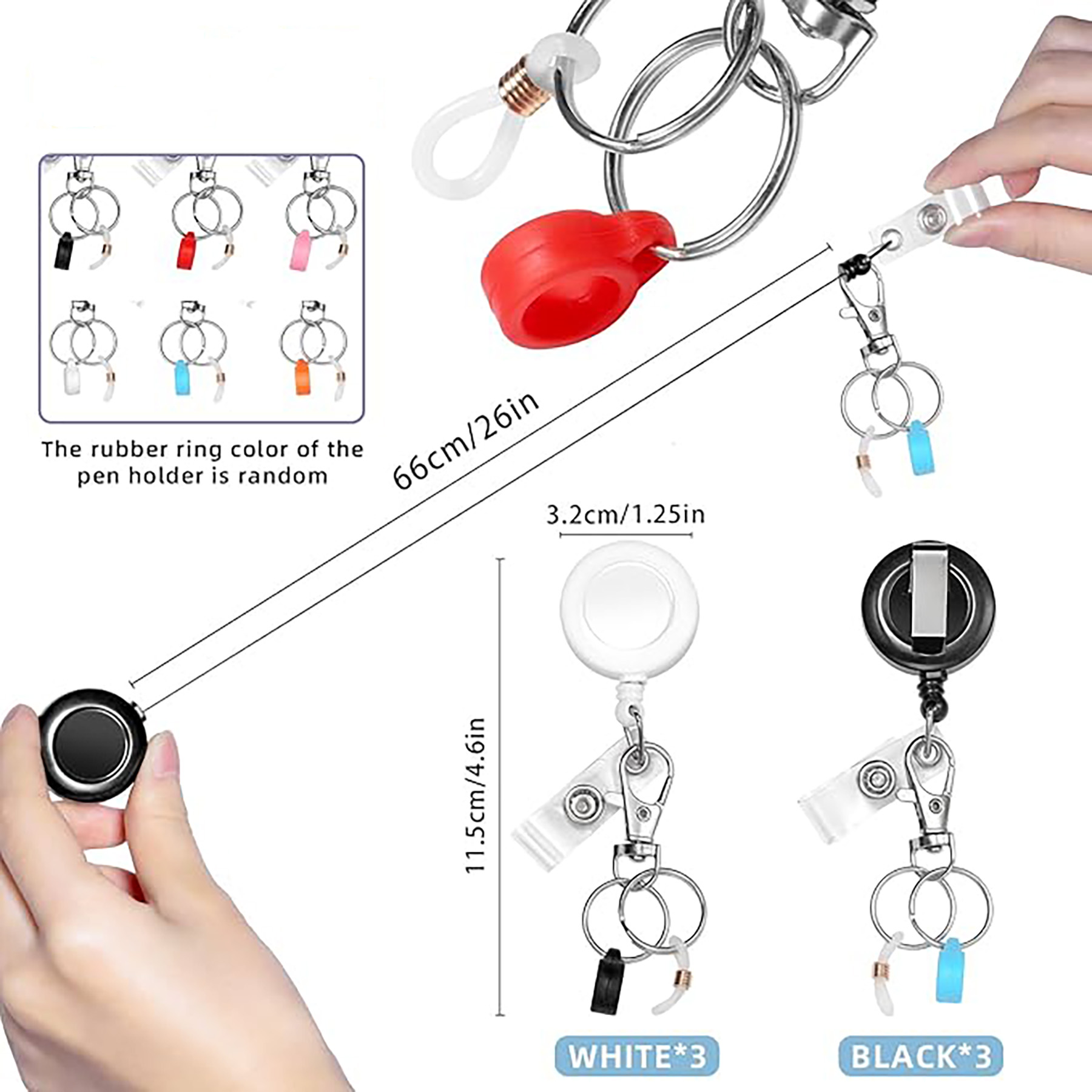 Easy Pull Badge Reel Silicone Clip With Lobster Buckle Pen Holder Keychain 5