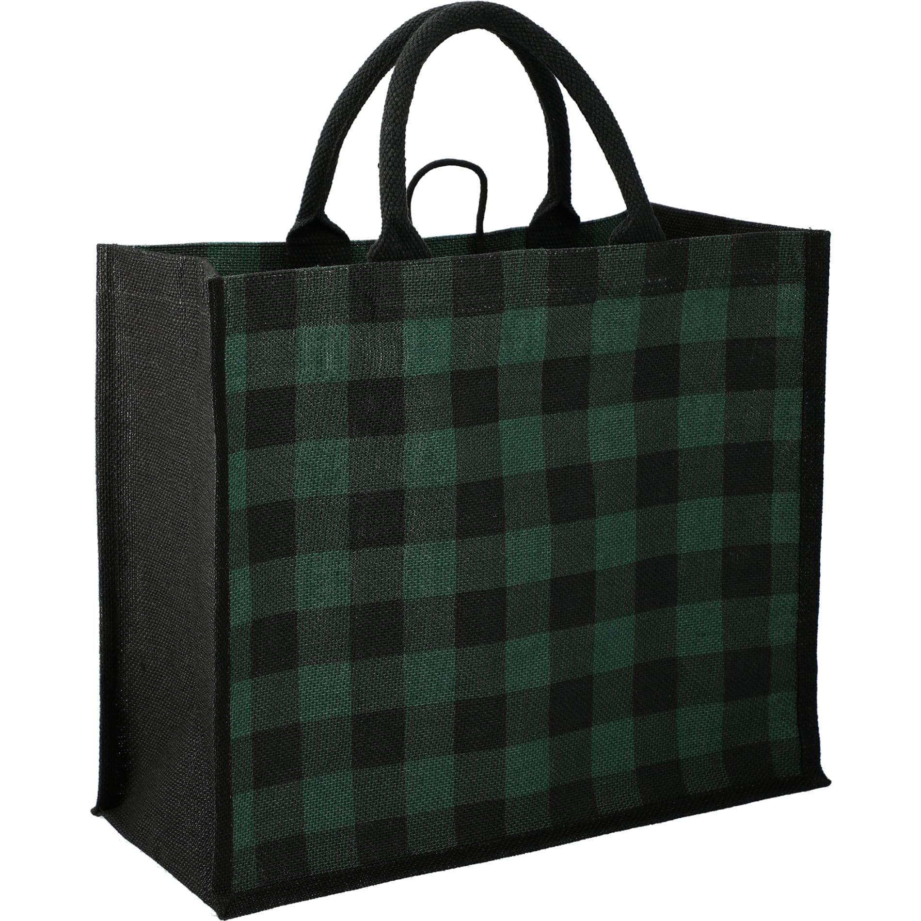 Buffalo Plaid Printed Jute Tote 38