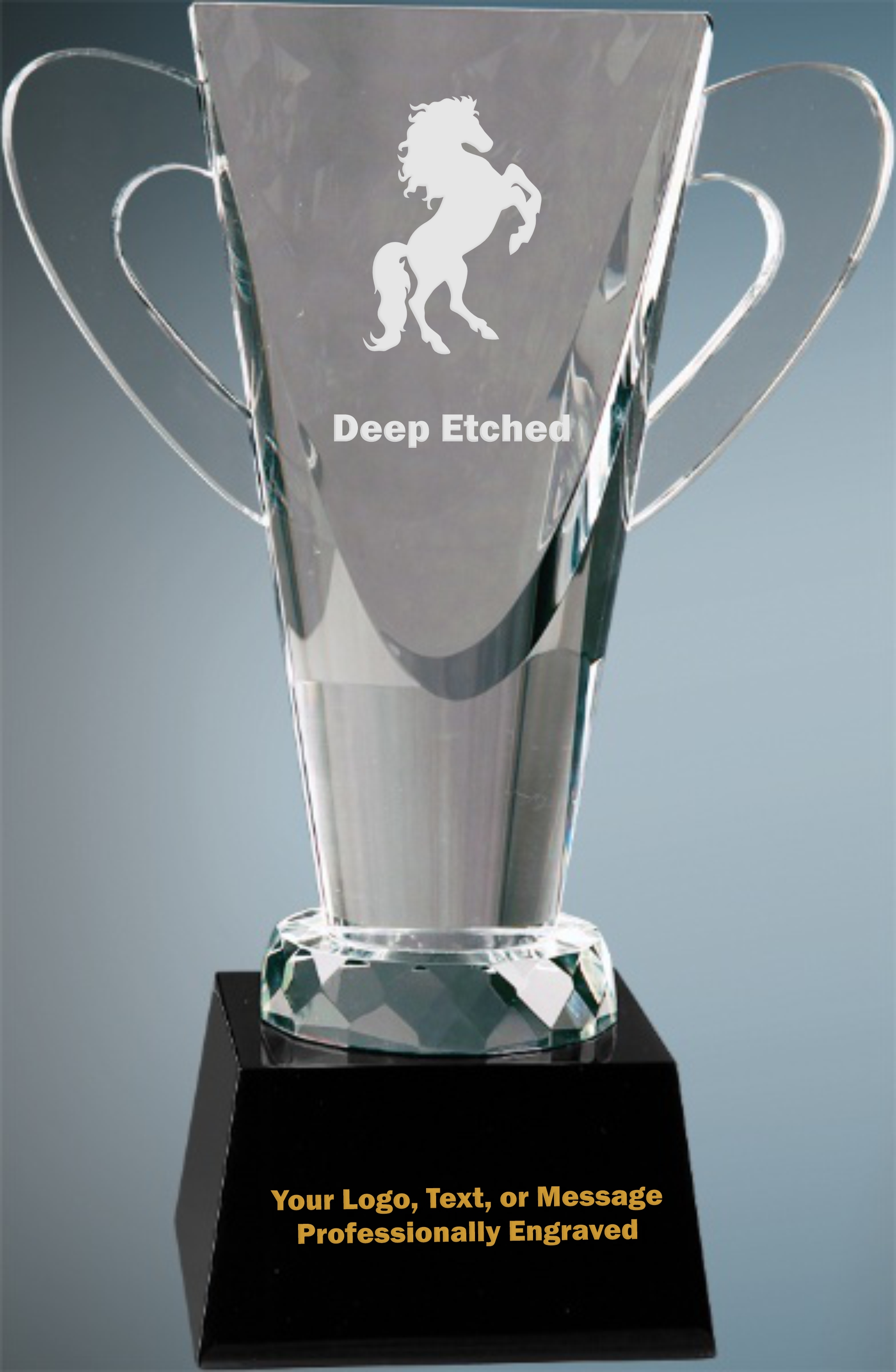 9" Crystal Cup on Black Pedestal Base Award