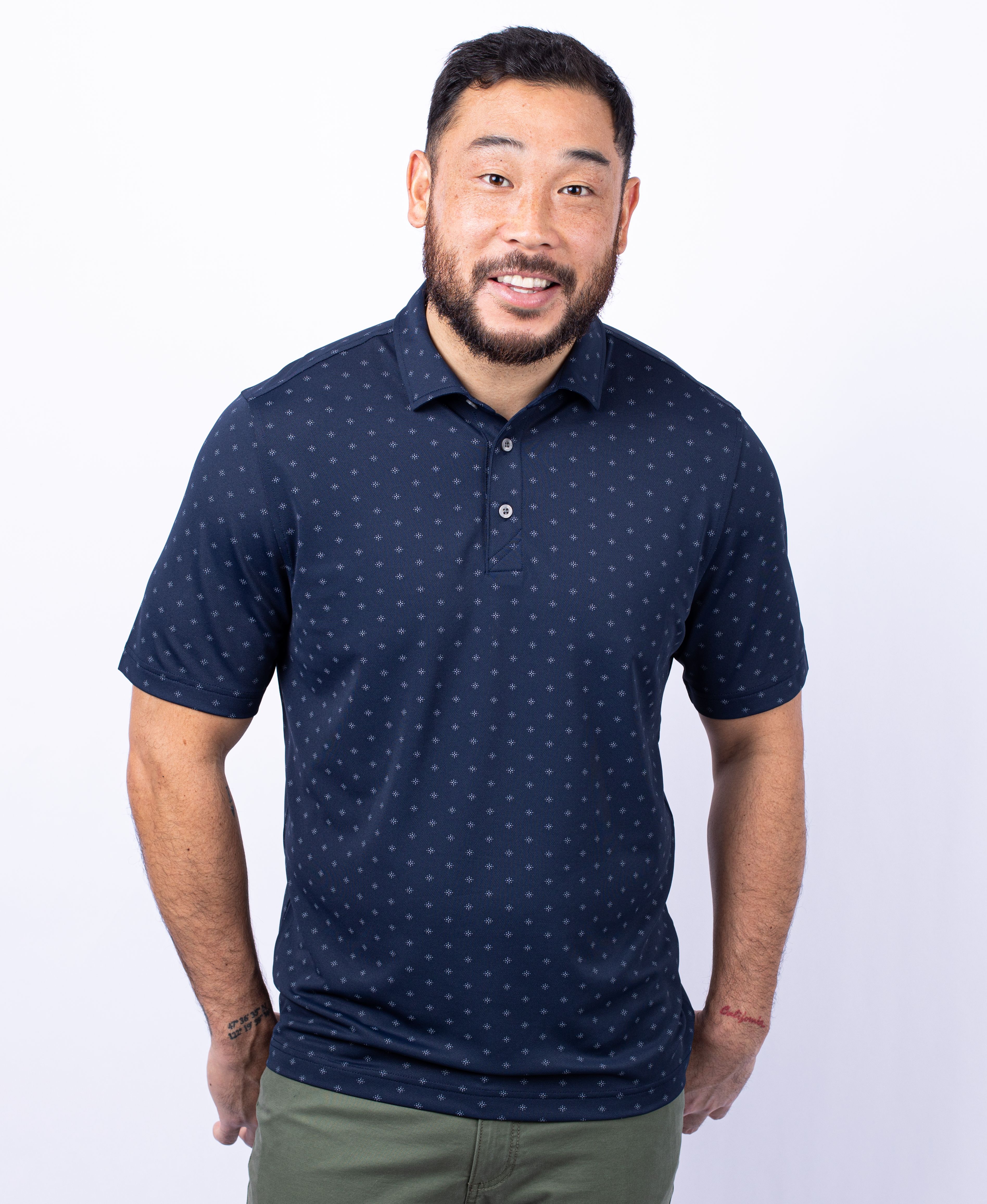 Cutter & Buck Virtue Recycled Tile Print Featherlight Pique Mens Big & Tall Polo Big & Tall 17