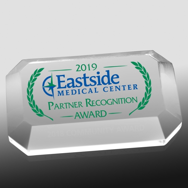 Beveled Acrylic Paperweight - 4" x 2-1/2" x 3/4" -- 2060L (Laser) 2