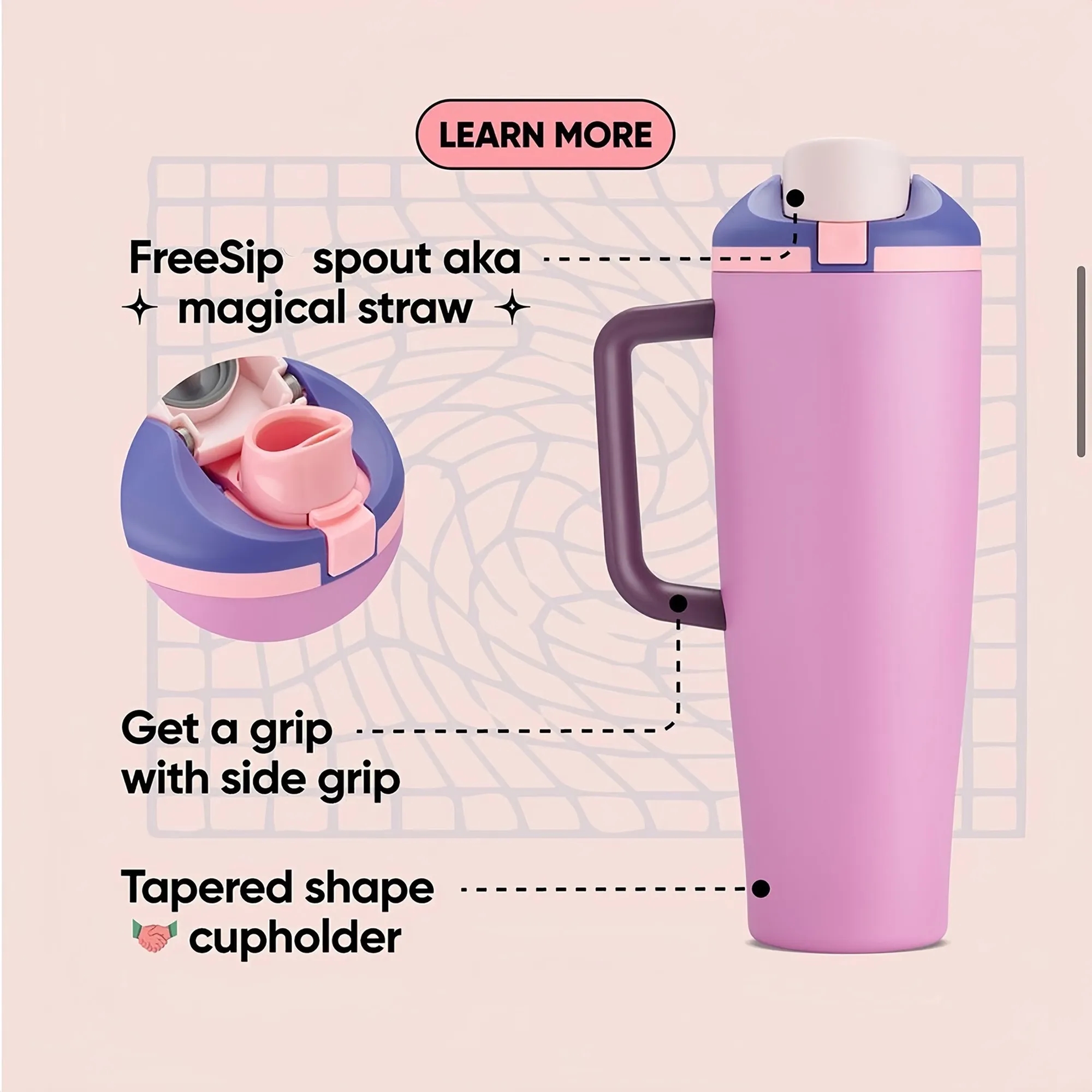 40 oz Insulation Travel Mug Water Bottle W/Handle 4