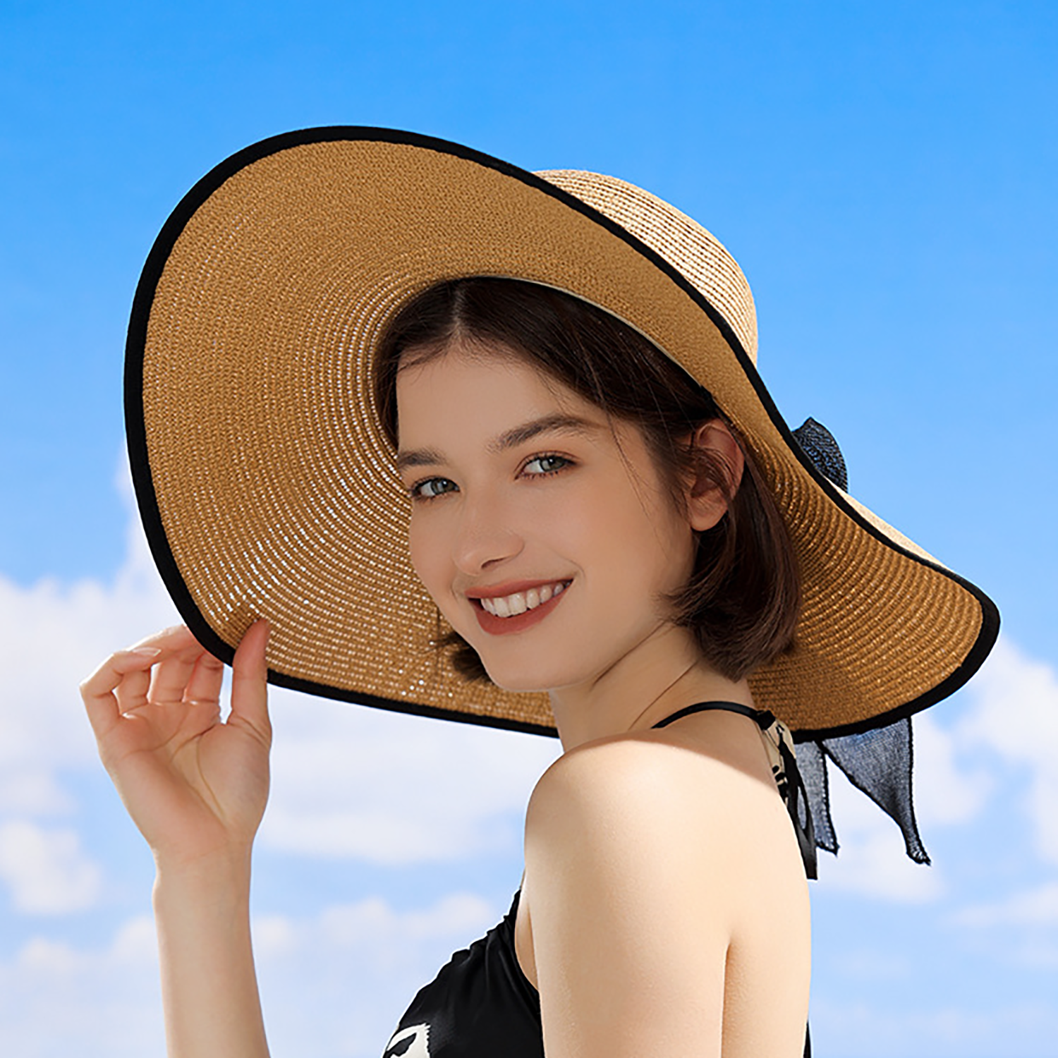 Giant Straw Cowboy Hat Wide Brim Summer Sun Protection 3