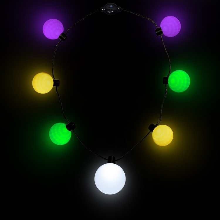 Mardi Gras LED Medallion Ball Necklace