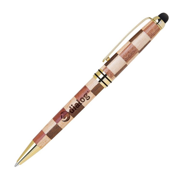 Checkered Wooden Stylus Pen 4