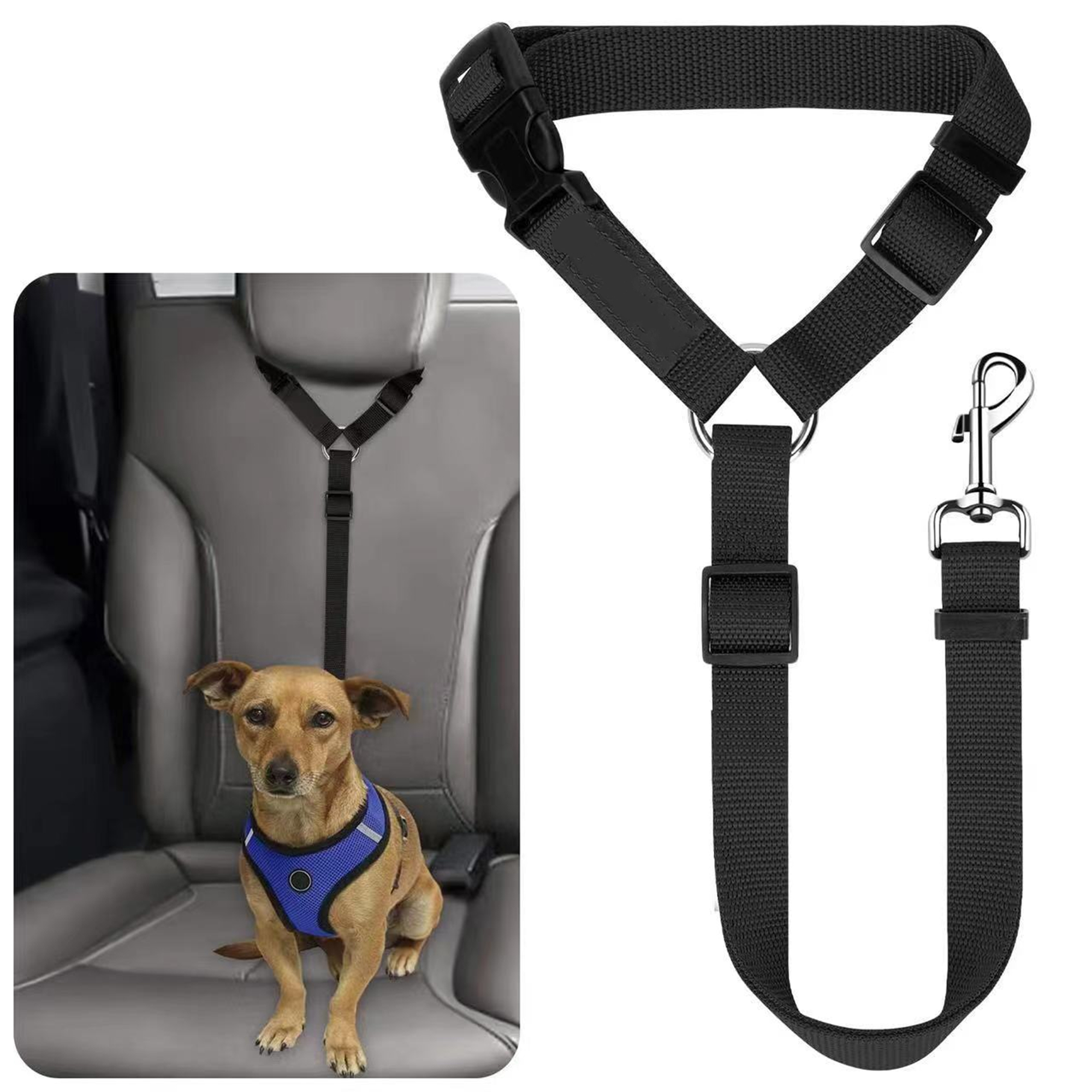 2 Packs Adjustable Dog Cat Safety Seat Belt In Car 3