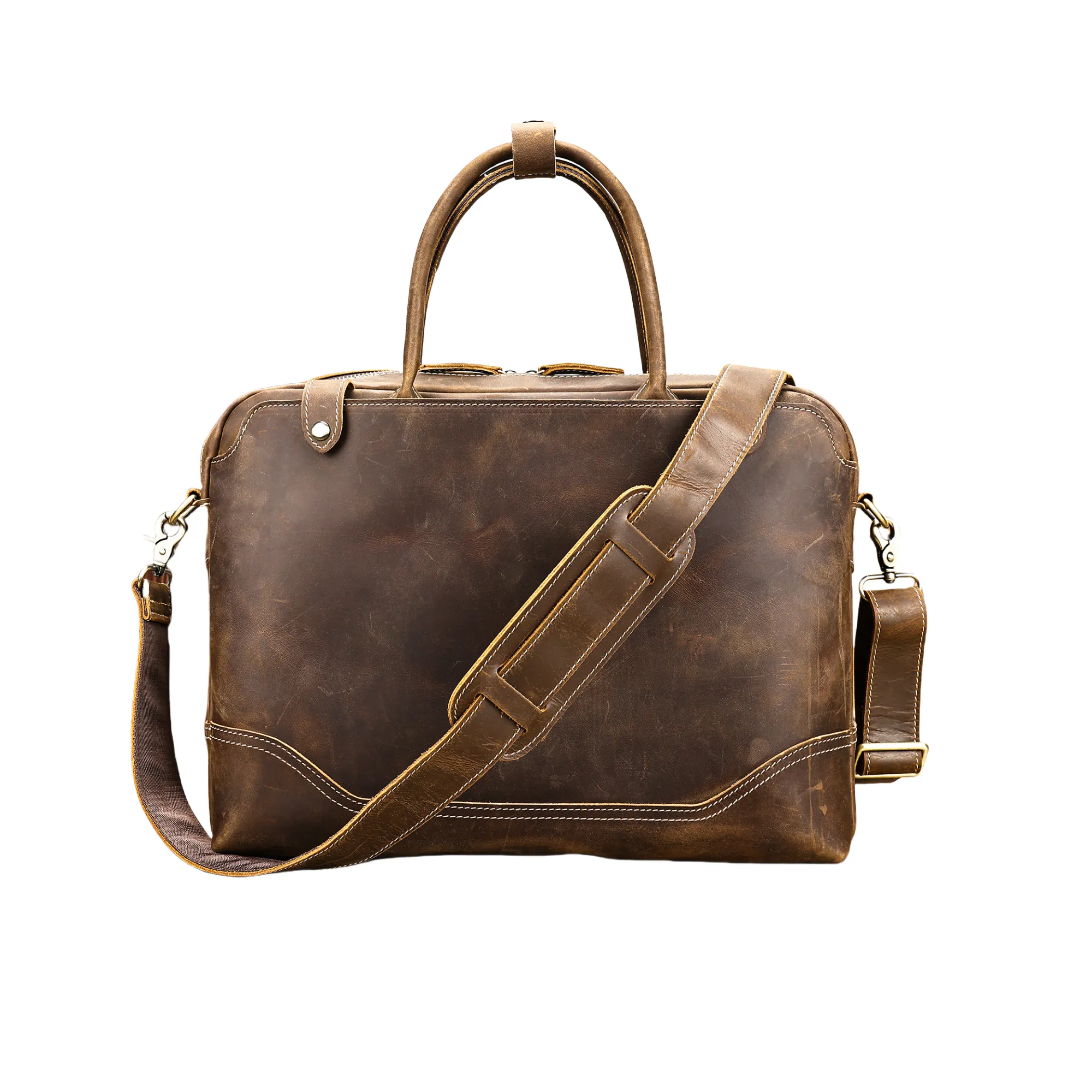 Genuine Leather Crazy Horse Retro Business Handbag 2