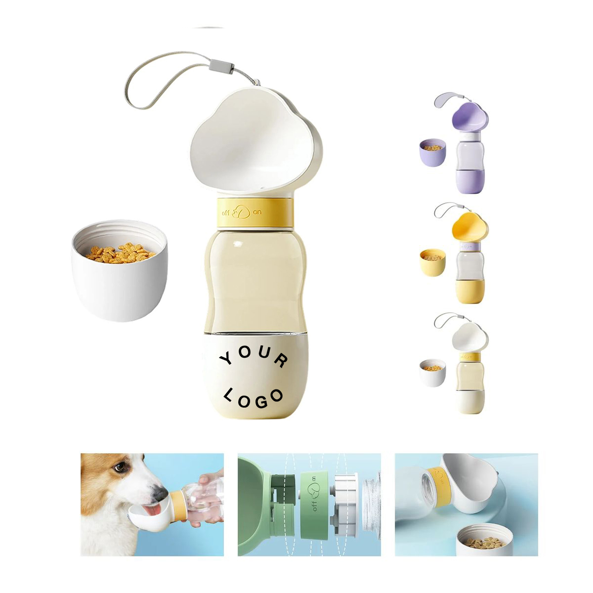Dog Travel Bottle with Built In Food and Water Sections 2