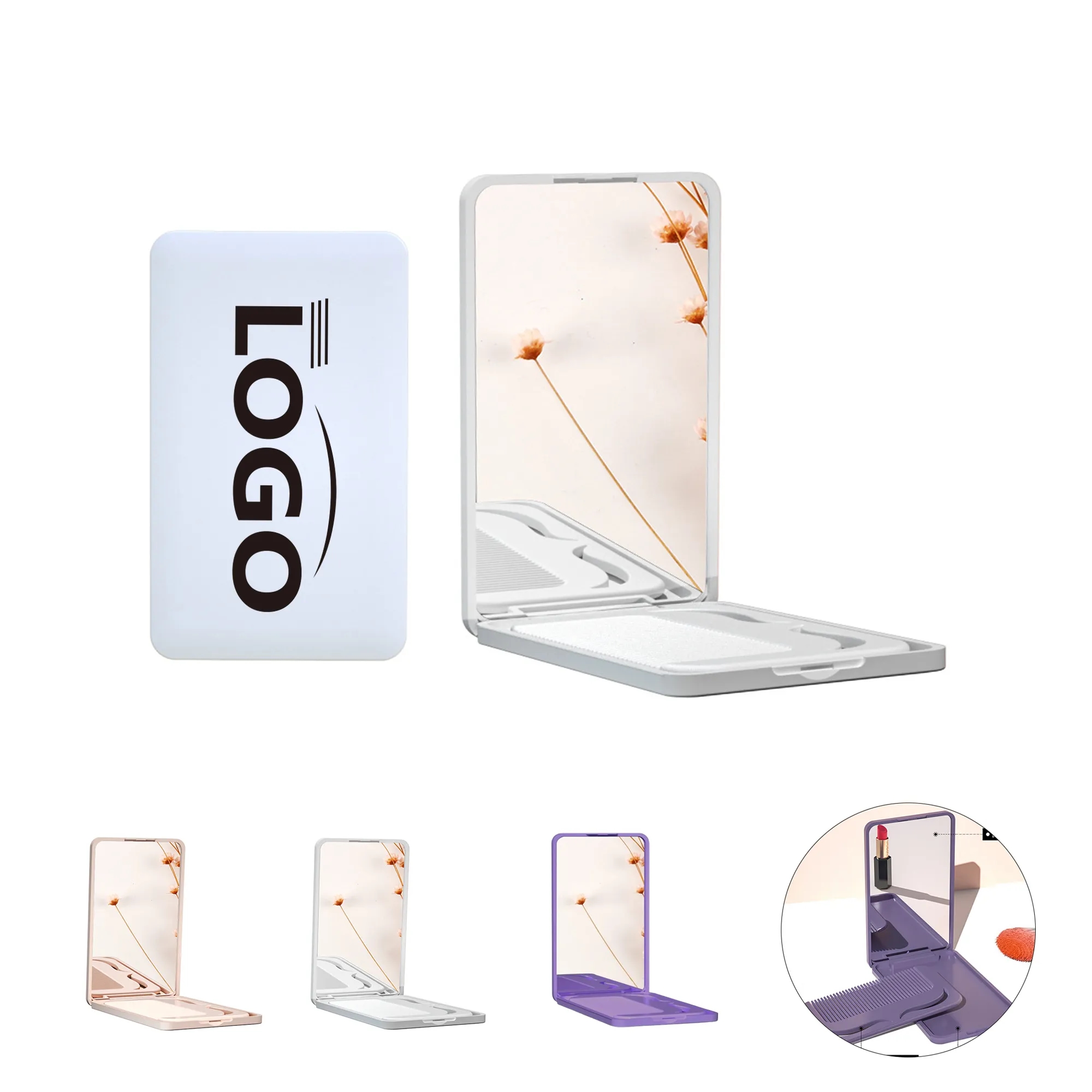 Travel Folding Mirror With Comb Compact Design 1