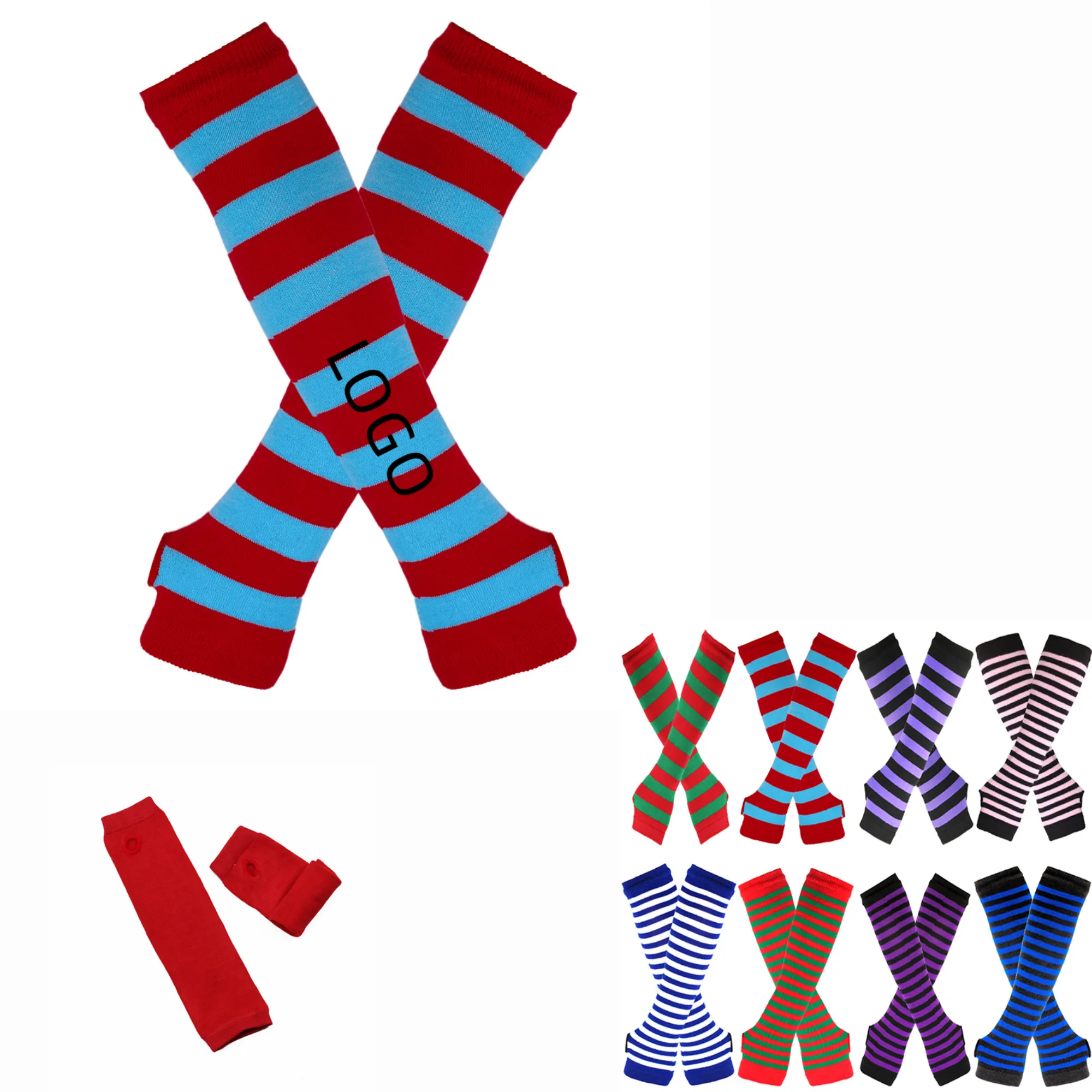 Full Color Knit Arm Warmer Gloves 3
