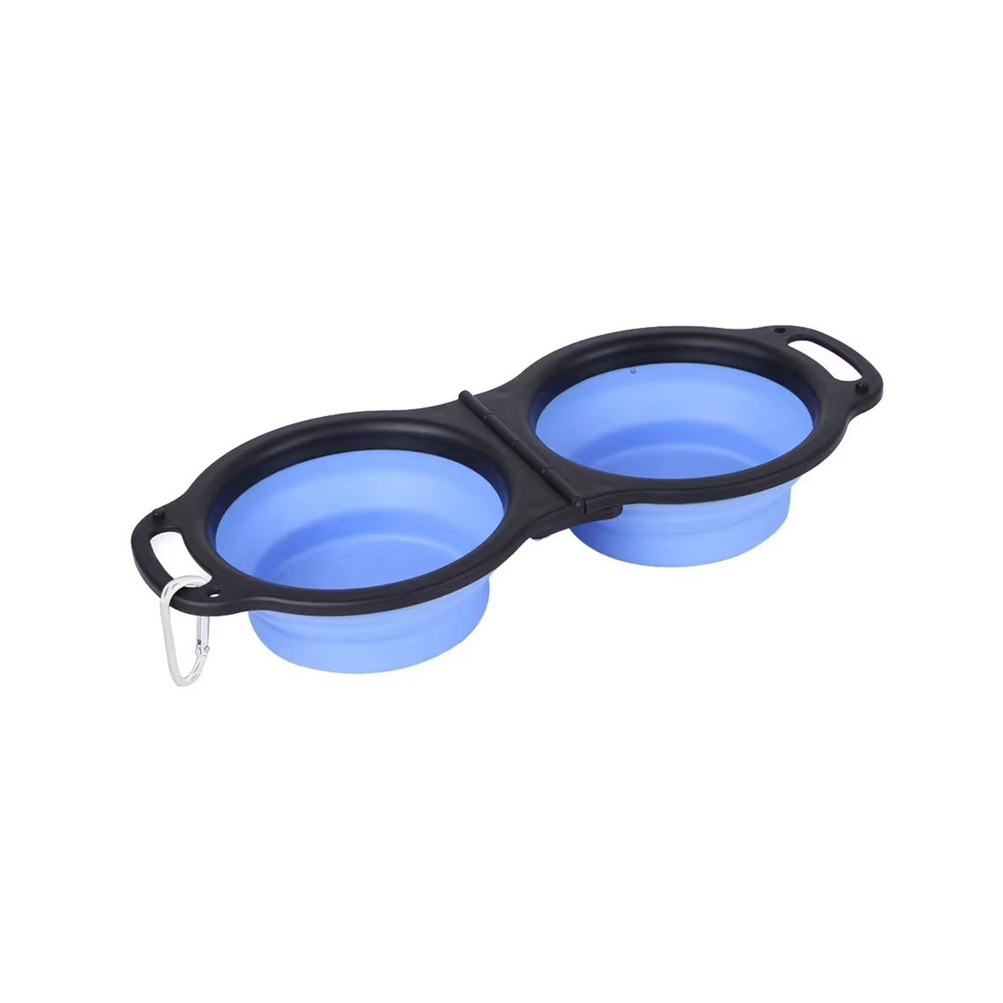 Folding Double Pet Bowl With Carabiner Attachment 3