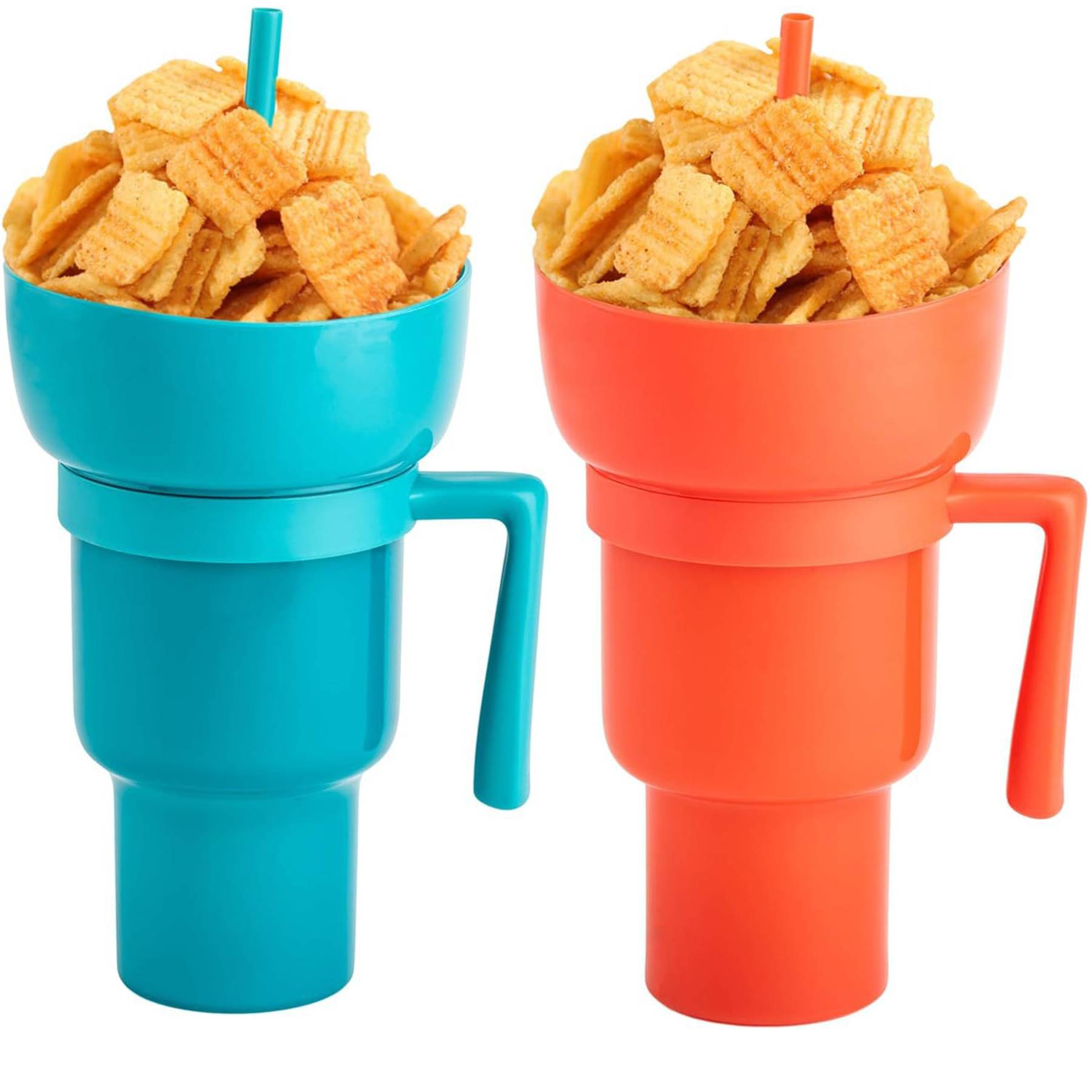 30Oz Plastic Color Changing Snack Tray Straw Cup 4