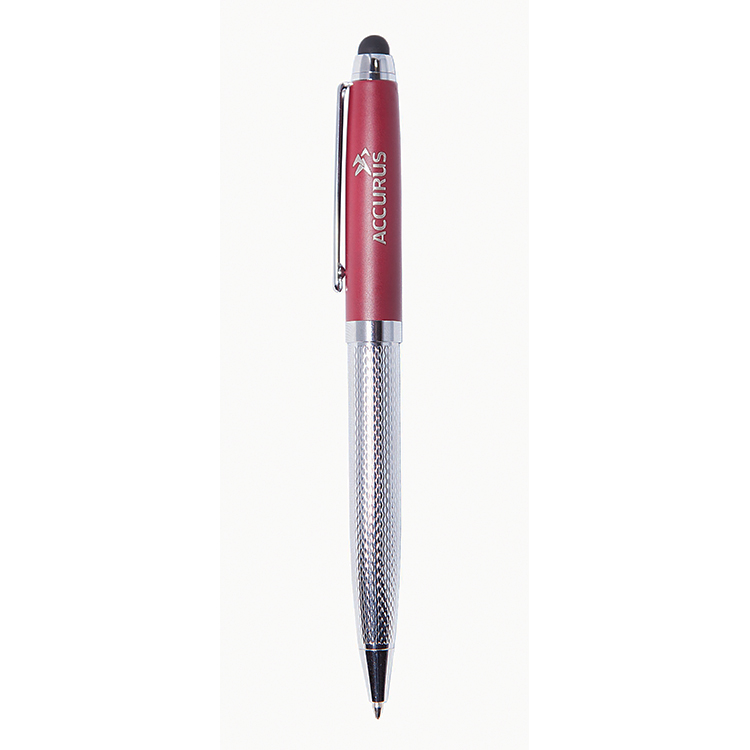 Idea Twist Action Chrome-barrel Ballpoint Pen with Stylus