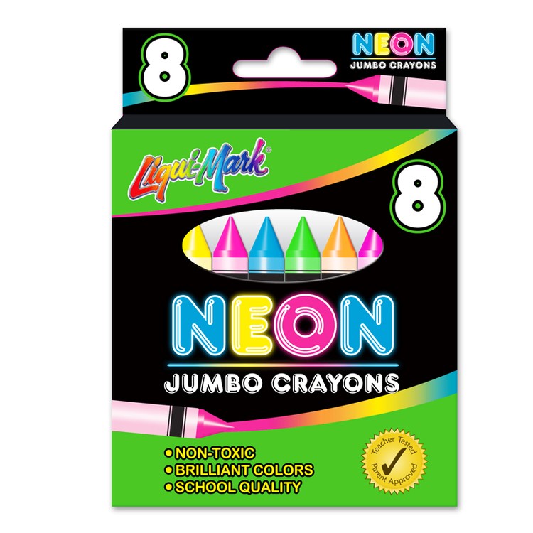 8 Pack Jumbo NEON Crayons - Assorted Colors