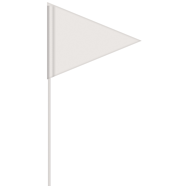 Solid Color White Pennant Field Flag w/White Staff 3