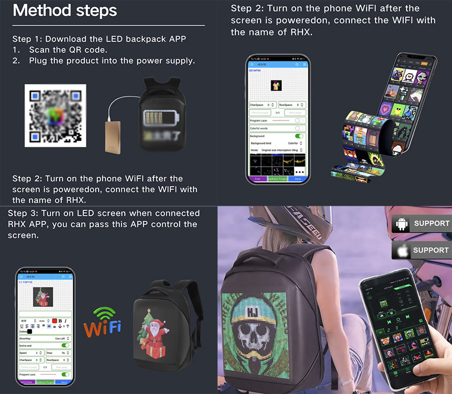 Waterproof Dynamic LED Display Backpack 4