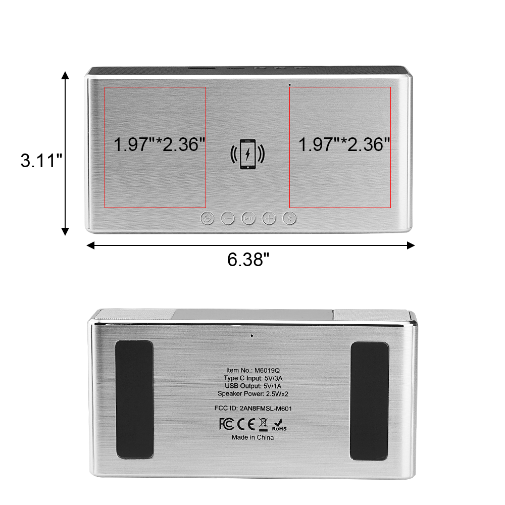 Encino Bluetooth Speaker and Wireless Charging Desk Clock