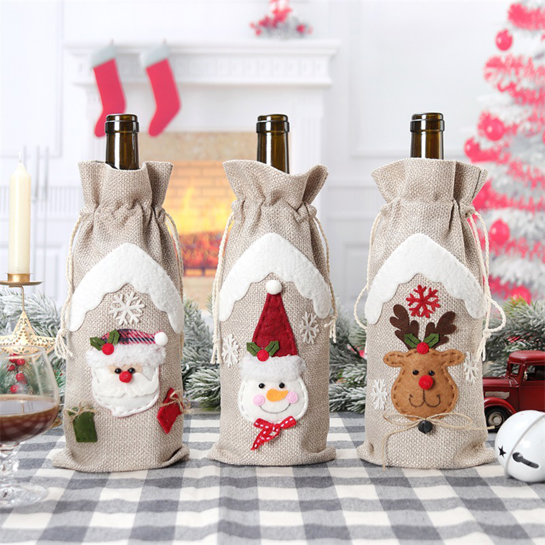 Personalized Christmas Decorations Old Man Doll Wine Holder 2
