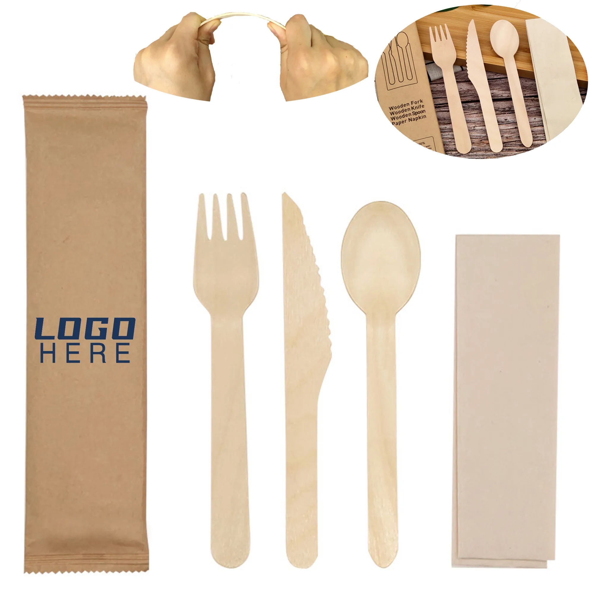 Disposable Eco-friendly Biodegradable Wooden Cutlery Set 4