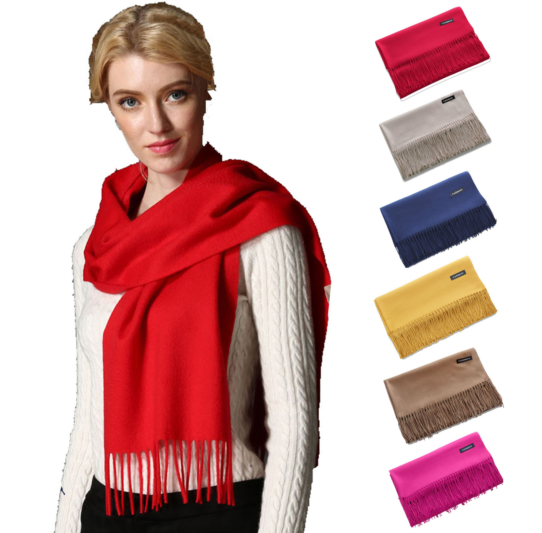 Solid Color Faux Cashmere Scarf 2