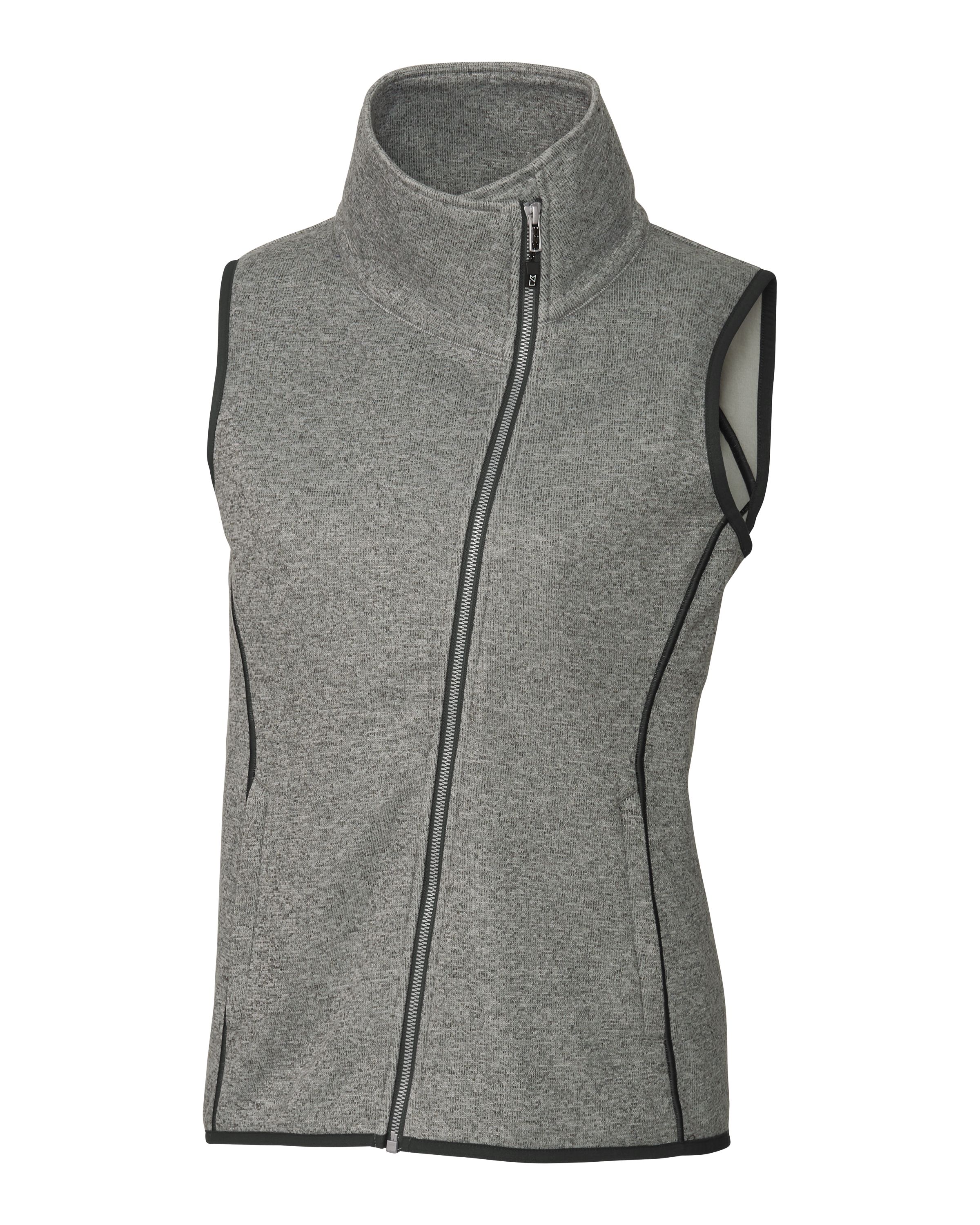 Cutter & Buck Mainsail Sweater-Knit Womens Full Zip Asymmetrical Vest 34