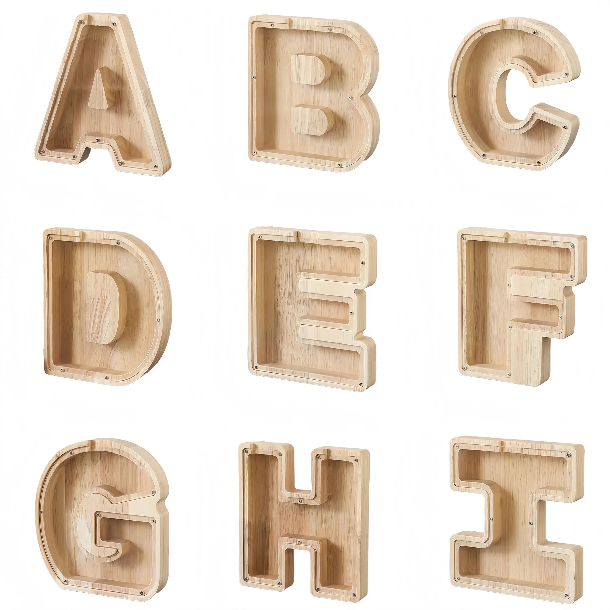 Wooden 26-Alphabet Coin Box Kids Toy Organizer 5