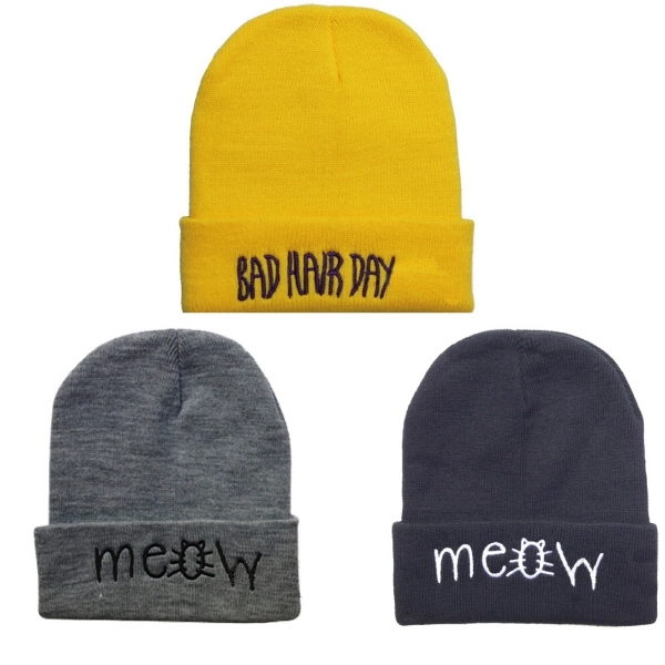Knit Hat With Embroidery LOGO 2