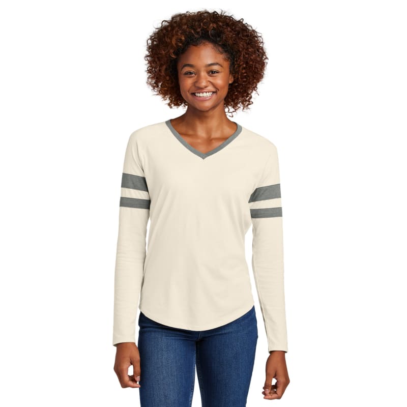 Sport-Tek Women's Halftime Stripe Long Sleeve V-Neck Tee 8