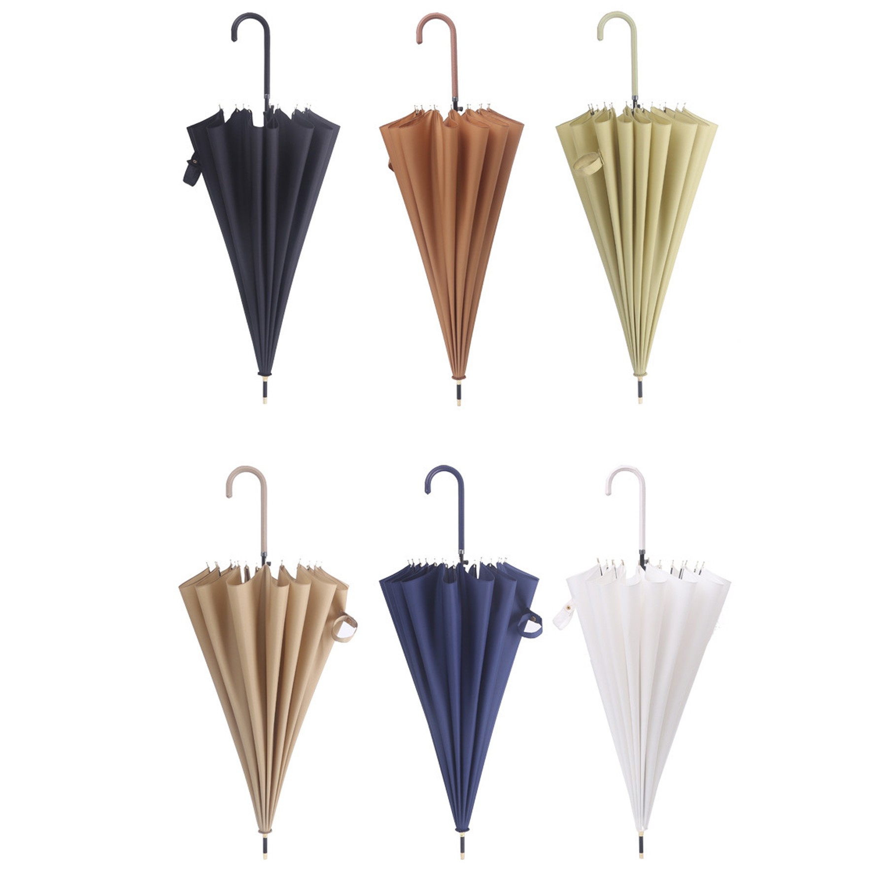 16 Ribs Stick Umbrella With J Handle 3