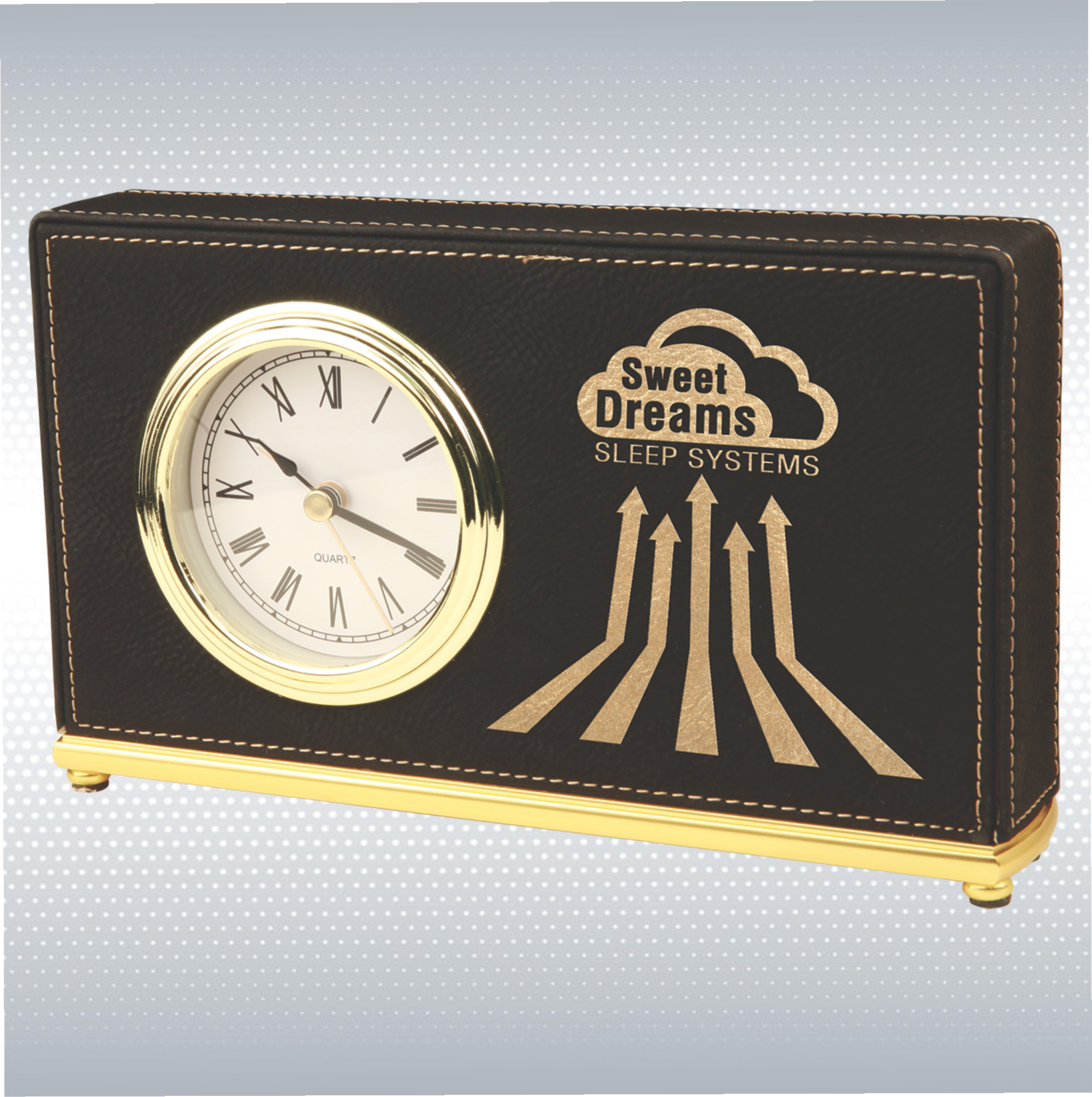 5.5" Light Brown Leatherette Arch Desk Clock 17