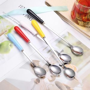 5.74 Inch Ceramic Handle Steel Spoon 21