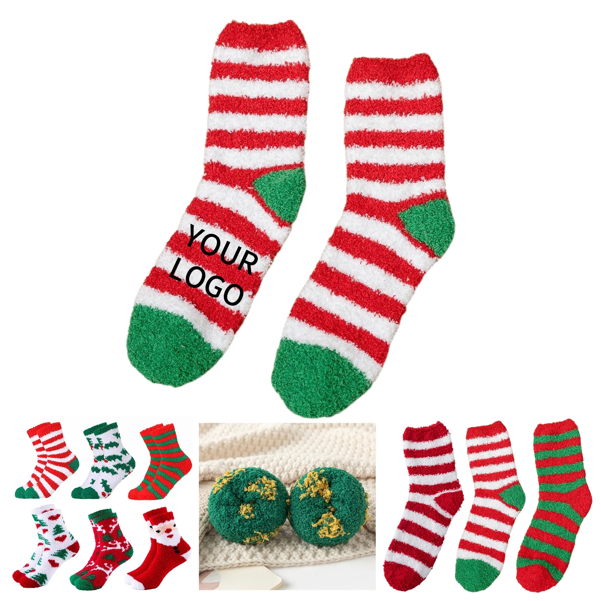 Horizontal Striped Floor Socks with Grip 2