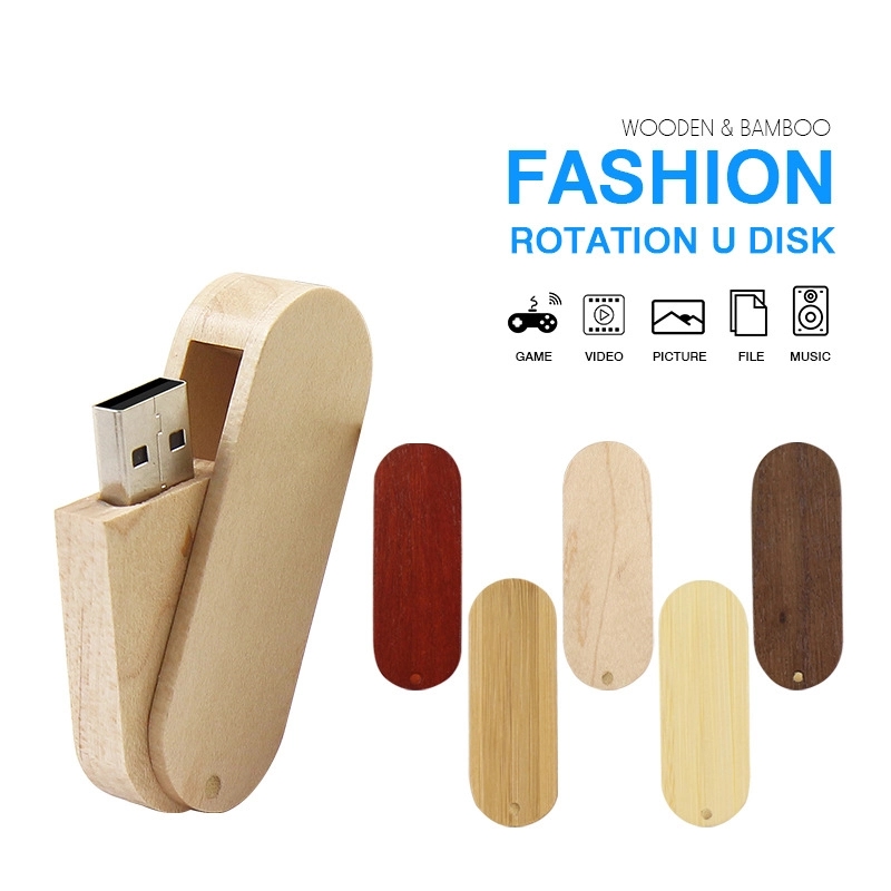 2GB Wooden Swivel USB Stick 3
