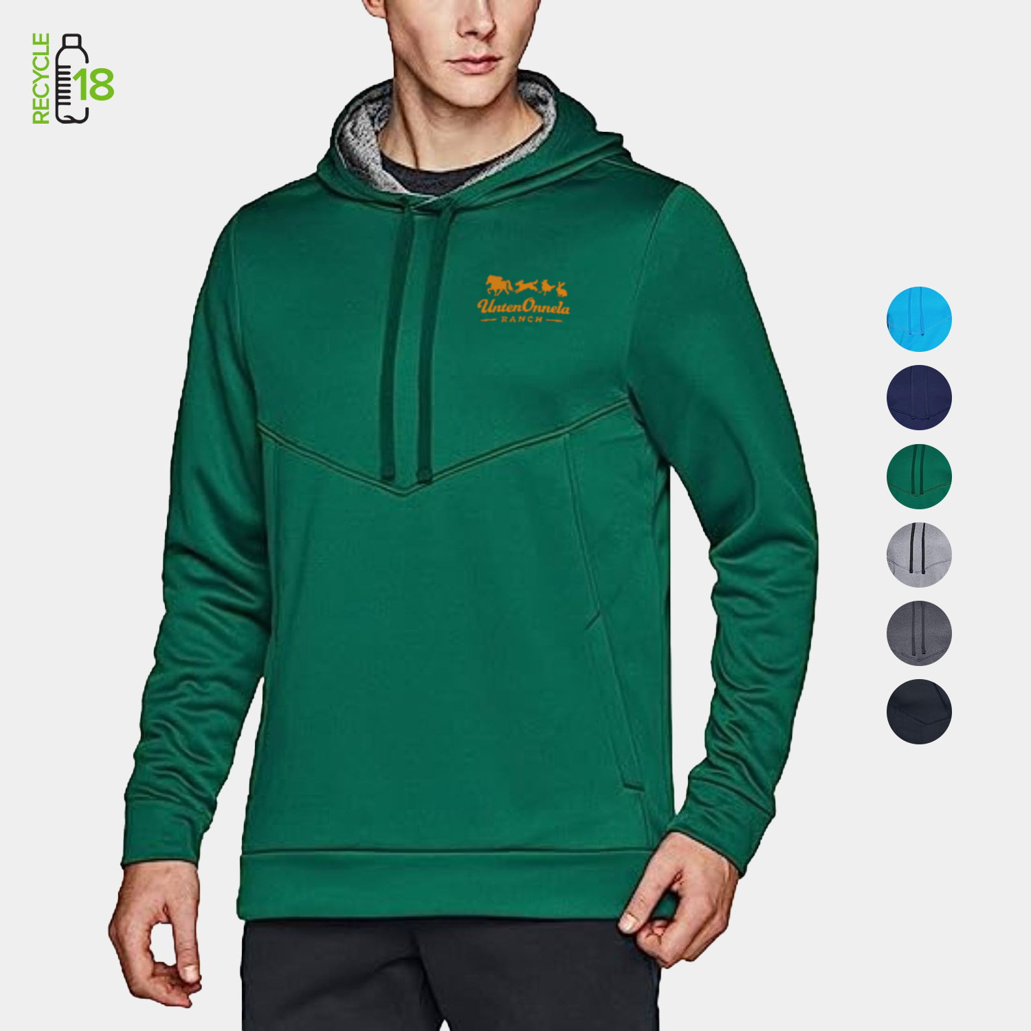 REPREVE® - Men's rPET Fleece Pullover Hoodie w/ Pocket & Antibacterial 3