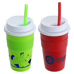 Bistro 14 oz Coffee Cup with Silicone Sleeve + Straw 3