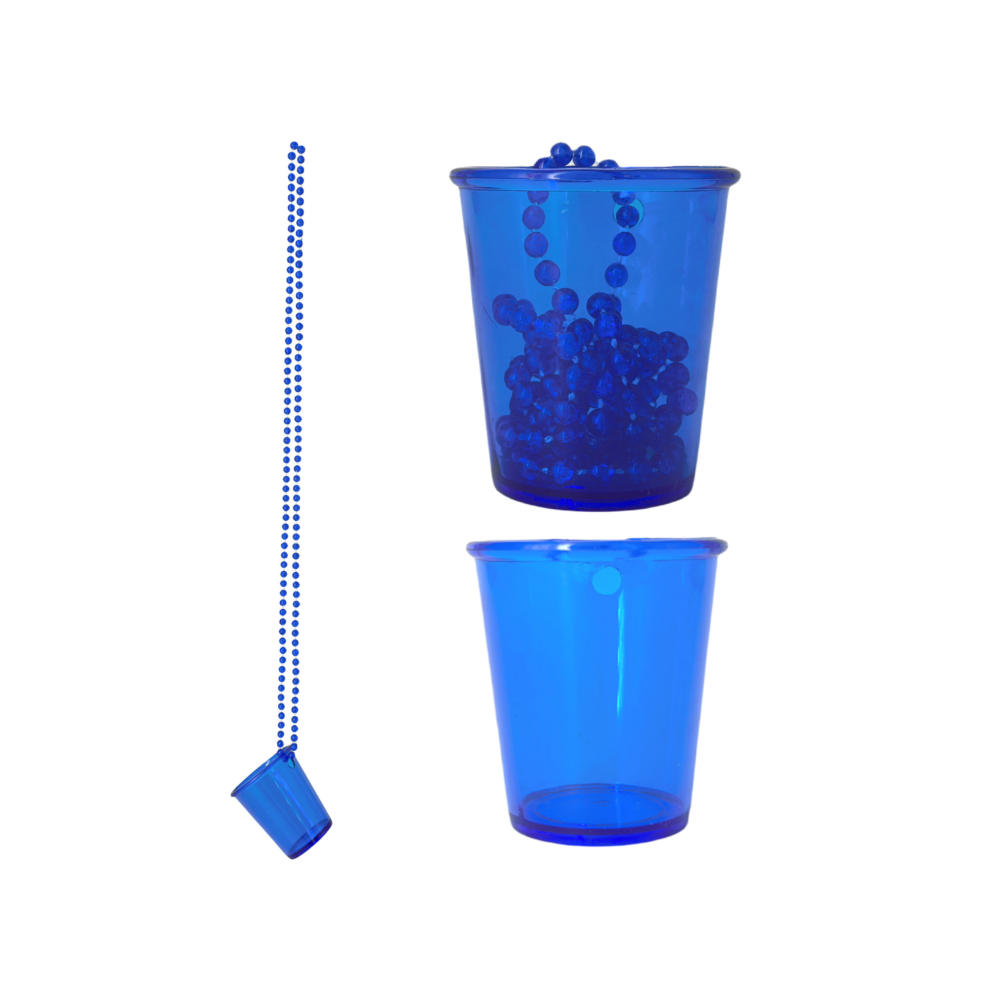 Plastic Shot Glass Necklace With Thirty Inch Chain 1.37" Width X 2.2" Height 12