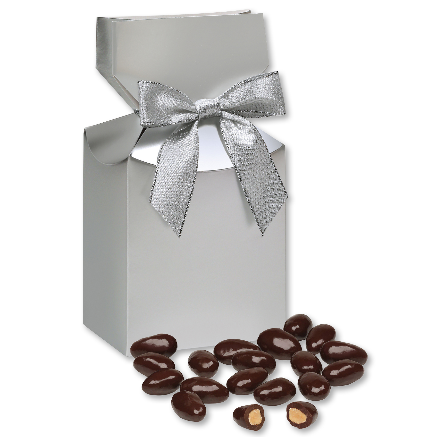 Dark Chocolate Covered Almonds in Silver Premium Delights Gift Box 2