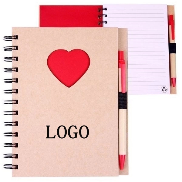 Promo Recycled Die Cut Heart Notebooks with Pen 12
