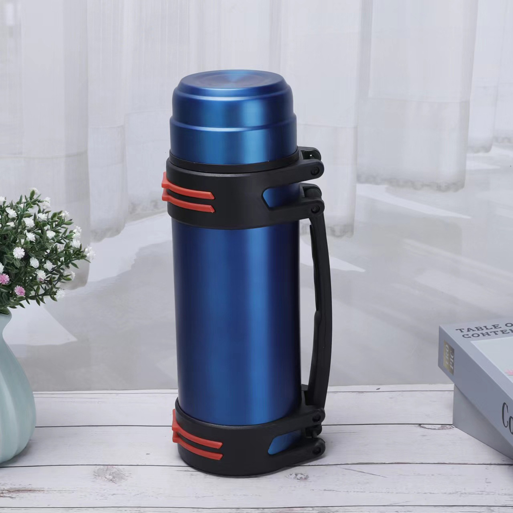 Large Half Water Bottle With Portable Handle Lid, custom water bottle with logo imprint 4
