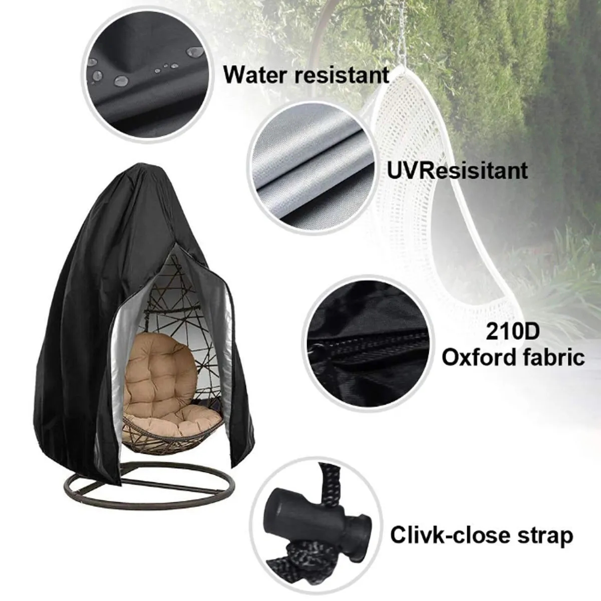 Oxford Fabric Waterproof Outdoor Hanging Egg Chair Cover 5