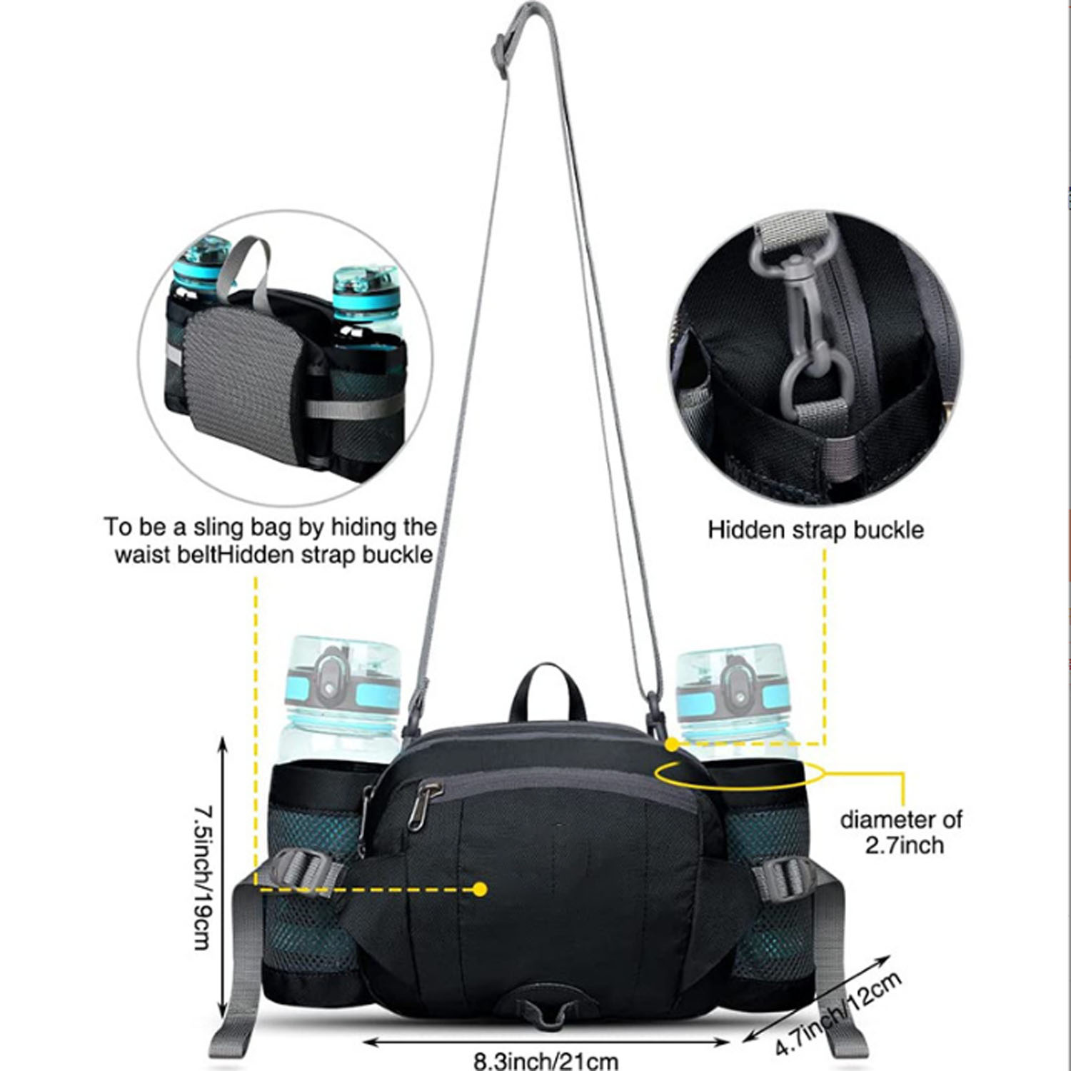 Water Bottle Holders Lumbar Belt HikingCamping Waist Bag 2