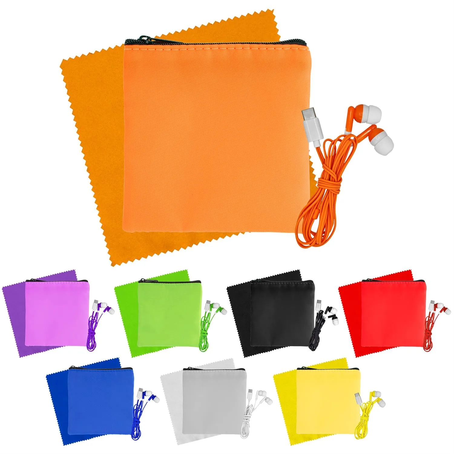 Colorful RPET Ear Bud & Cloth Set 9