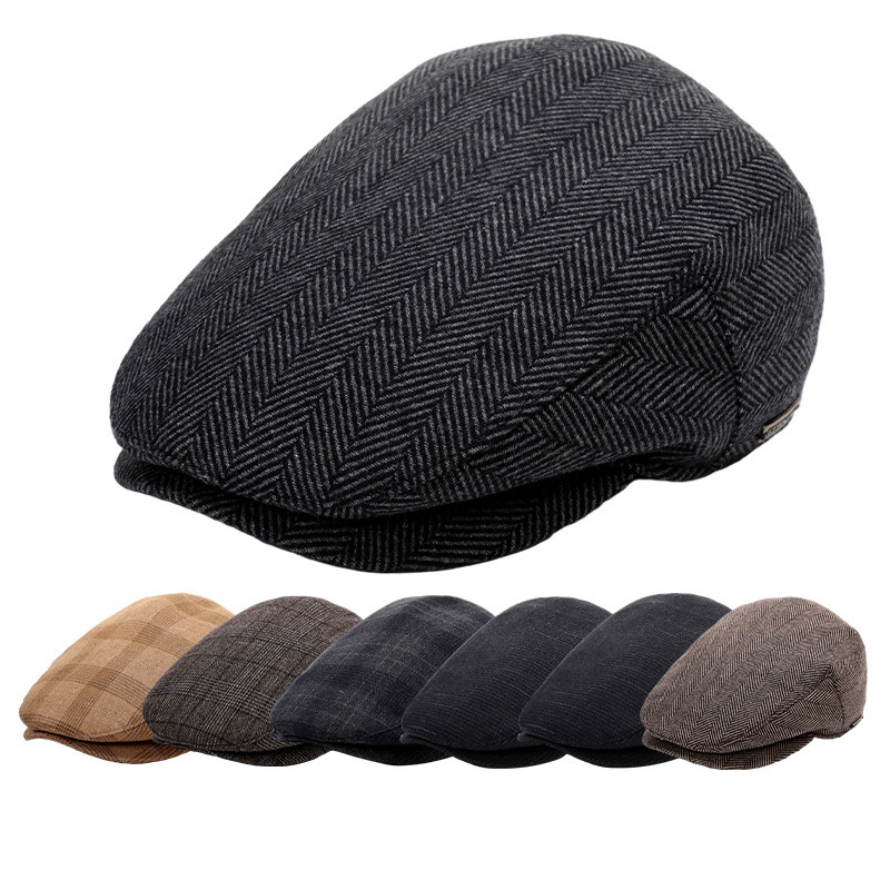 Men's Flat Caps Ivy Newsboy Hat Cabbie Hunting Cap w/Hidden Ear Flaps 7