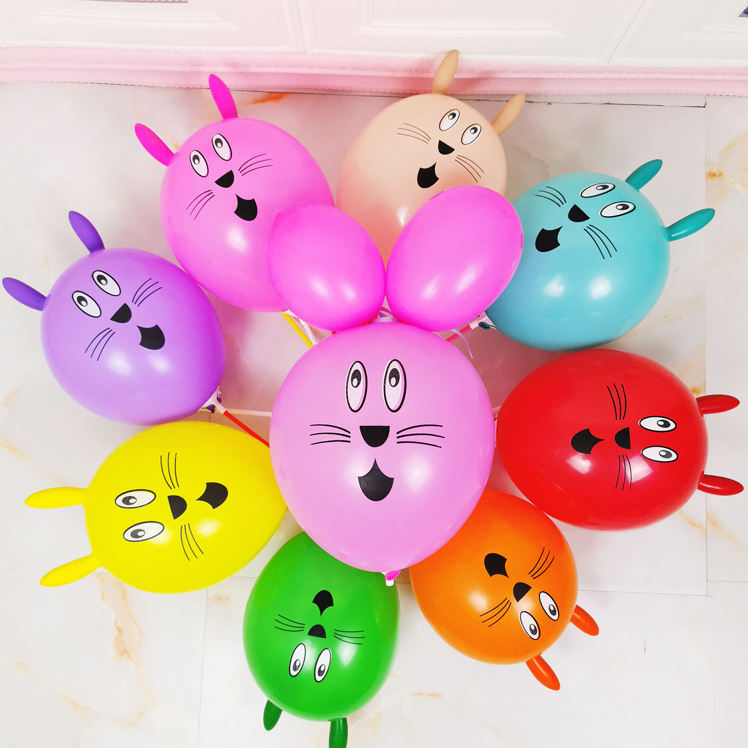 2PCS Thick Latex Big Head Rabbit Balloon 1