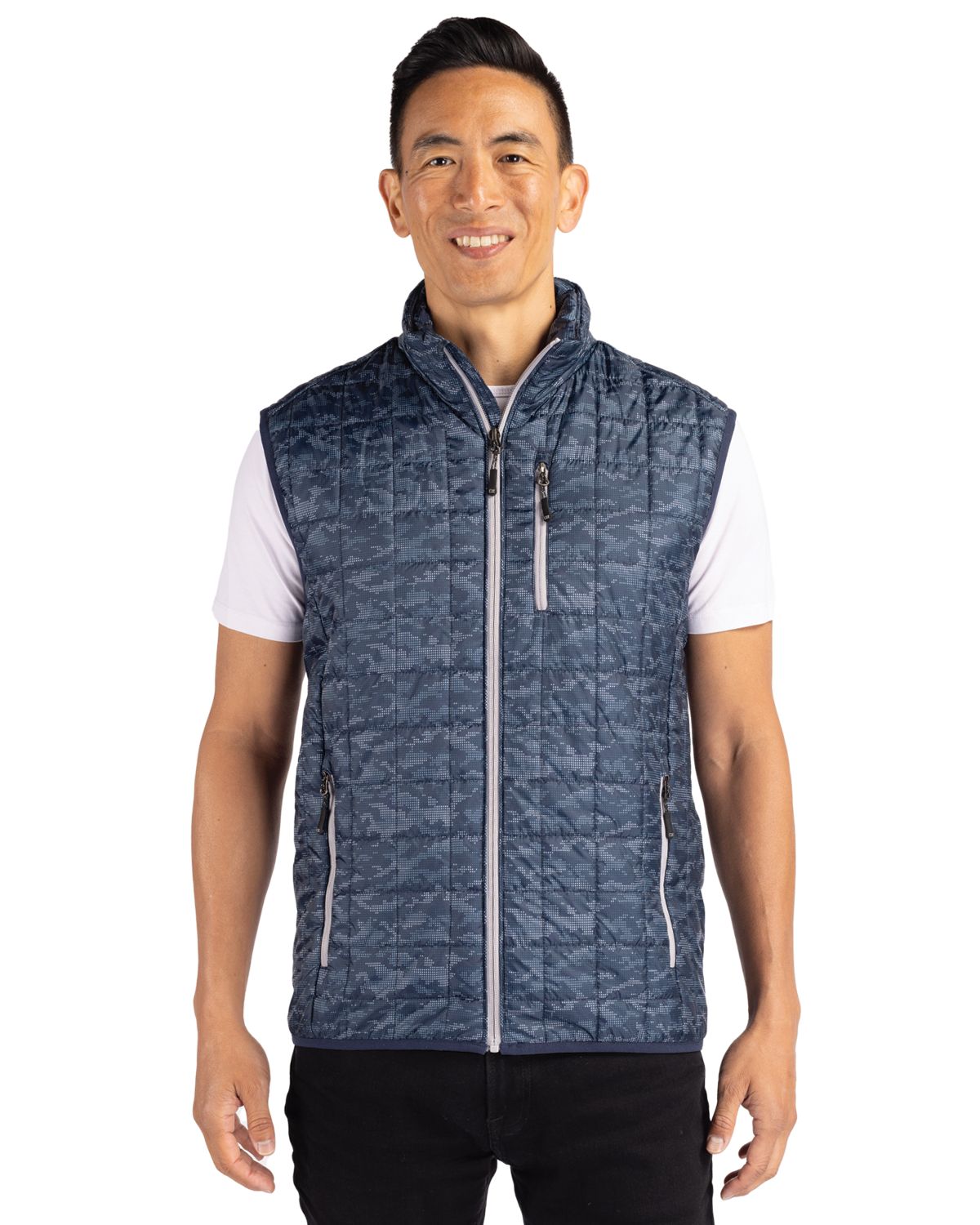 Cutter & Buck Rainier Recycled Insulated Printed Puffer Mens Full Zip Vest 15