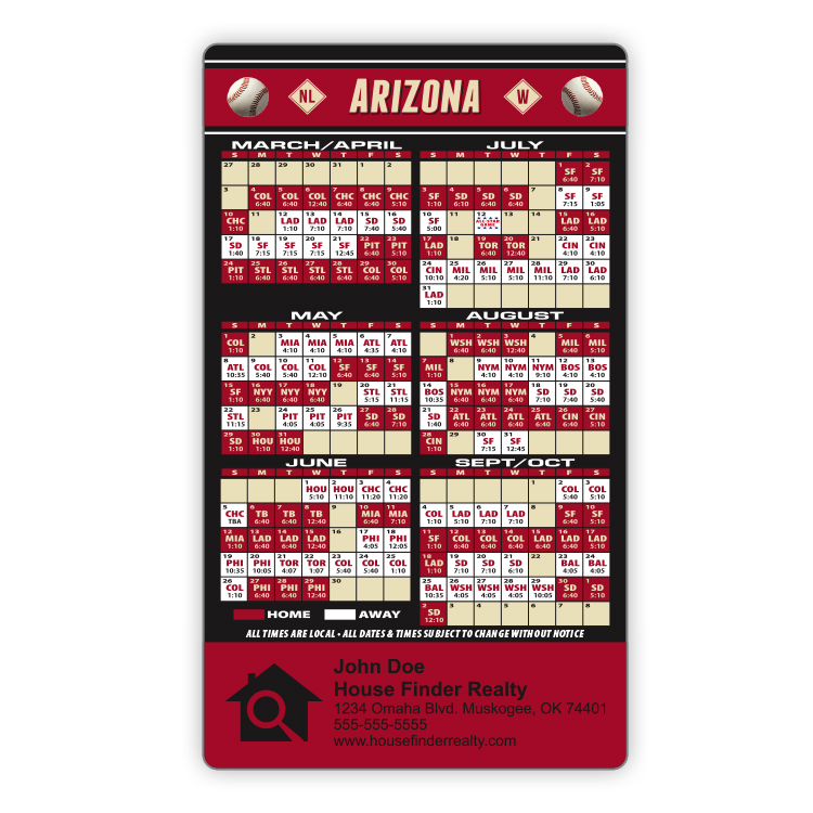 Magnet Sport Schedules - 3.5x6 Baseball Round Corners - 20 mil. 3