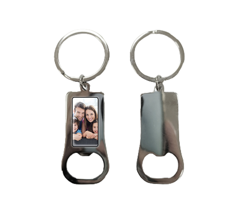 Rectangular Metal Bottle Opener Keyring 2