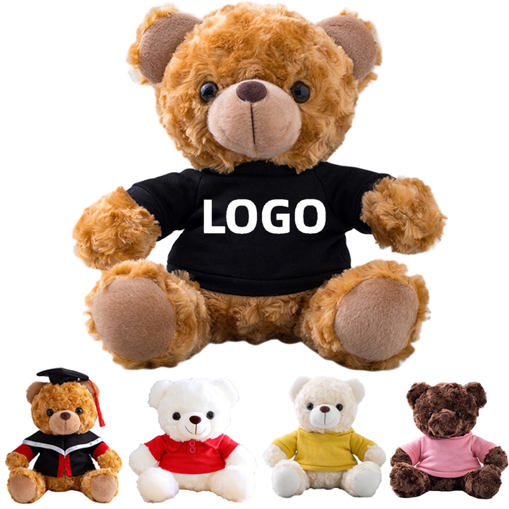 6"/8"/10" Plush Teddy Bear With Choice of T-Shirt Color 2